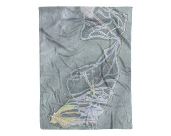 Dodge Ridge, California Ski Trail Map Blanket | Cozy, soft throw blanket makes a great cabin decor gift for skiers & snowboarders