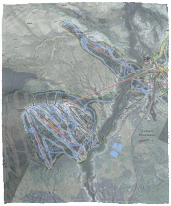 Lutsen Mountains Ski Resort Map Fleece Blanket Etsy