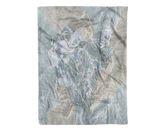 Powder Mountain, Utah Ski Trail Map Blanket | Cozy, soft throw blanket makes a great cabin decor gift for skiers & snowboarders