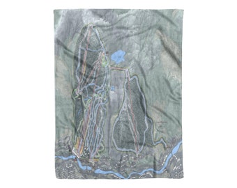 Loon Mountain, New Hampshire Ski Trail Map Blanket | Cozy, soft throw blanket makes a great cabin decor gift for skiers & snowboarders