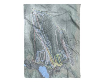 Cannon Mountain, New Hampshire Ski Trail Map Blanket | Cozy, soft throw blanket makes a great cabin decor gift for skiers & snowboarders