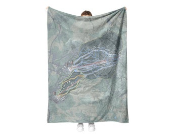 Burke Mountain, Vermont Ski Trail Map Blanket | Cozy, soft throw blanket makes a great cabin decor gift for skiers & snowboarders