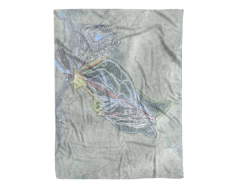 Bromley, Vermont Ski Trail Map Blanket | Cozy, soft throw blanket makes a great cabin decor gift for skiers & snowboarders