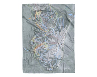 Mammoth Mountain, California Ski Trail Map Blanket | Cozy, soft throw blanket makes a great cabin decor gift for skiers & snowboarders