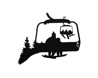 Chairlift Ski & Snowboard Couple Metal Wall Art ( Made In The Usa)2