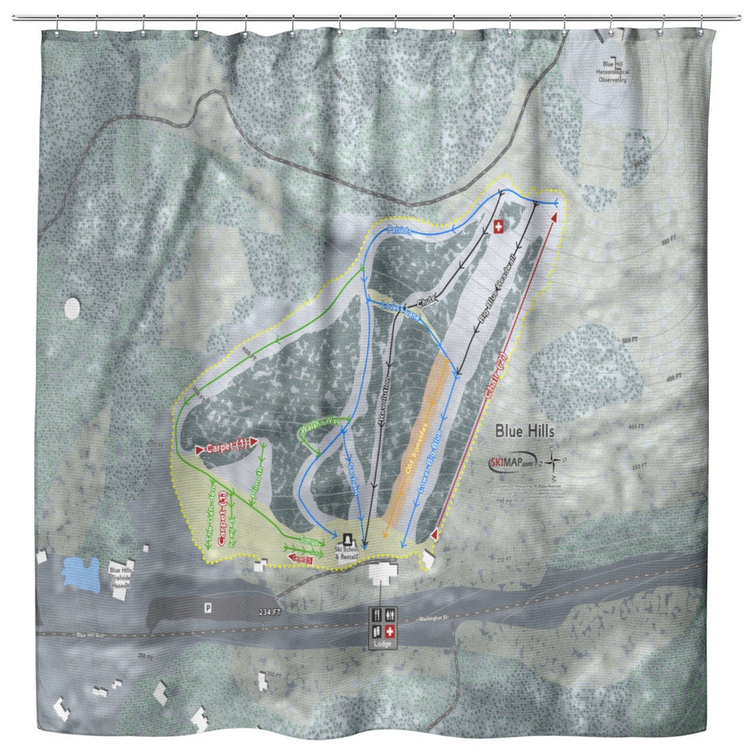Blue Hills Ski Trail Map Shower Curtain Ski Cabin Decor Universal blue-hills-ski-trail-map-shower-curtain-ski-cabin-decor-universal