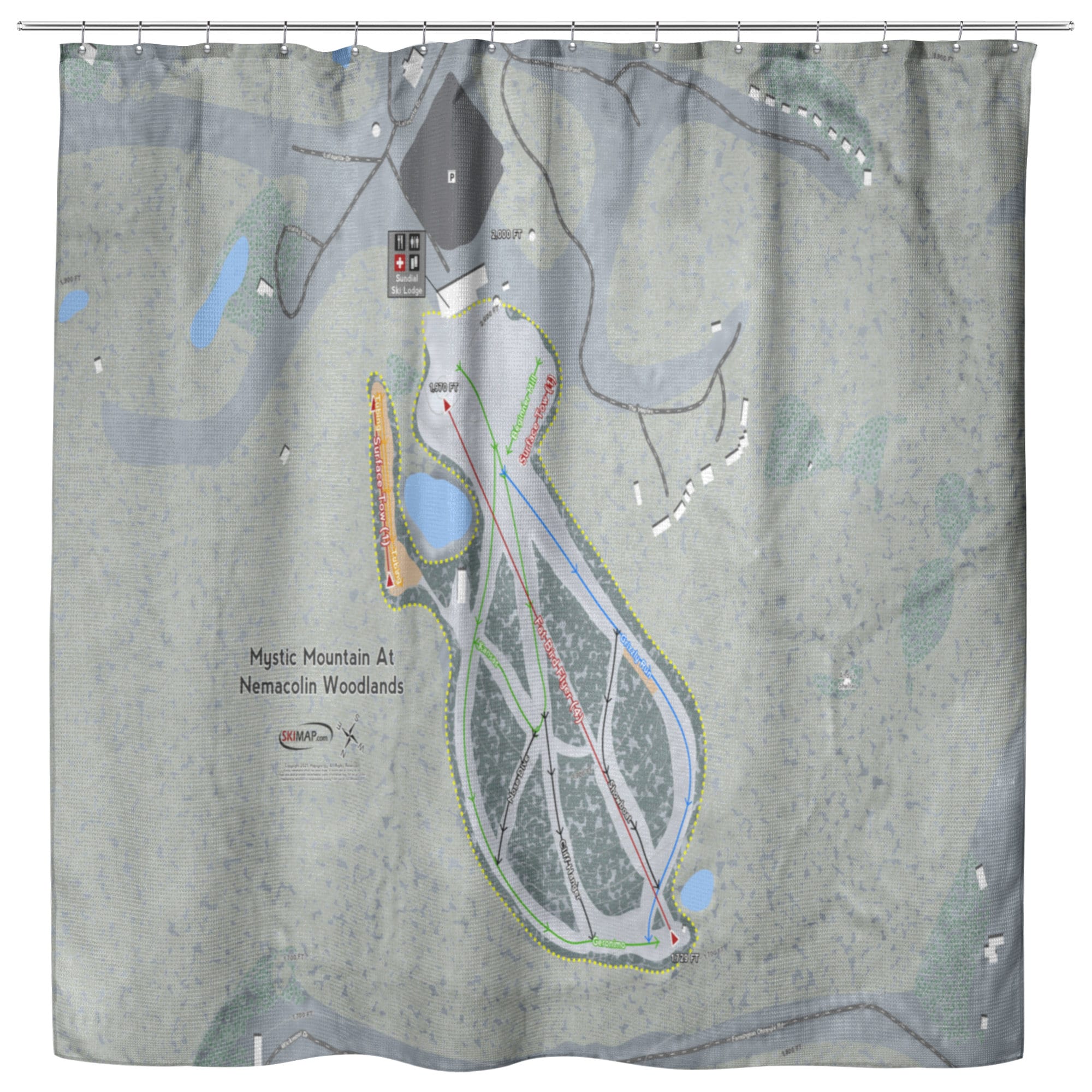 Mystic Mountain Nemacolin Ski Trail Map Shower Curtain Ski Etsy UK