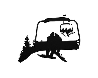 Chairlift Ski & Snowboard Couple Metal Wall Art ( Made In The Usa)3