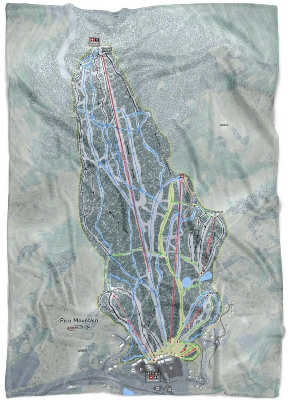 Pico Mountain Vermont Ski Trail Map Fleece Blanket Ski - Etsy