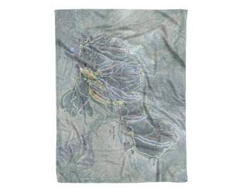 Sunday River, Maine Ski Trail Map Blanket | Cozy, soft throw blanket makes a great cabin decor gift for skiers & snowboarders