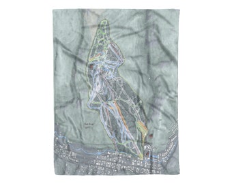 Red River, New Mexico Ski Trail Map Blanket | Cozy, soft throw blanket makes a great cabin decor gift for skiers & snowboarders