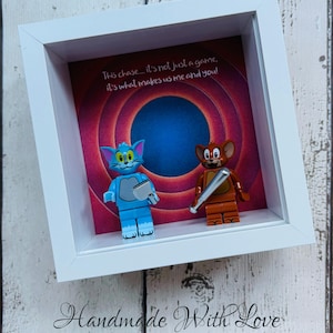 Tom And Jerry Inspired Personalised Framed Gift|Cartoon|Cat|Mouse|Minifigure|Love|Mini Frame
