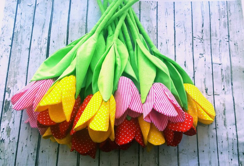 Home Decor Fabric Flowers Fabric Tulips Wedding Bouquet Cotton Etsy