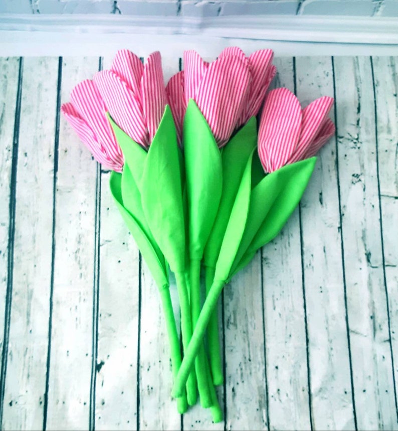 Home Decor Fabric Flowers Fabric Tulips Wedding Bouquet Cotton Etsy