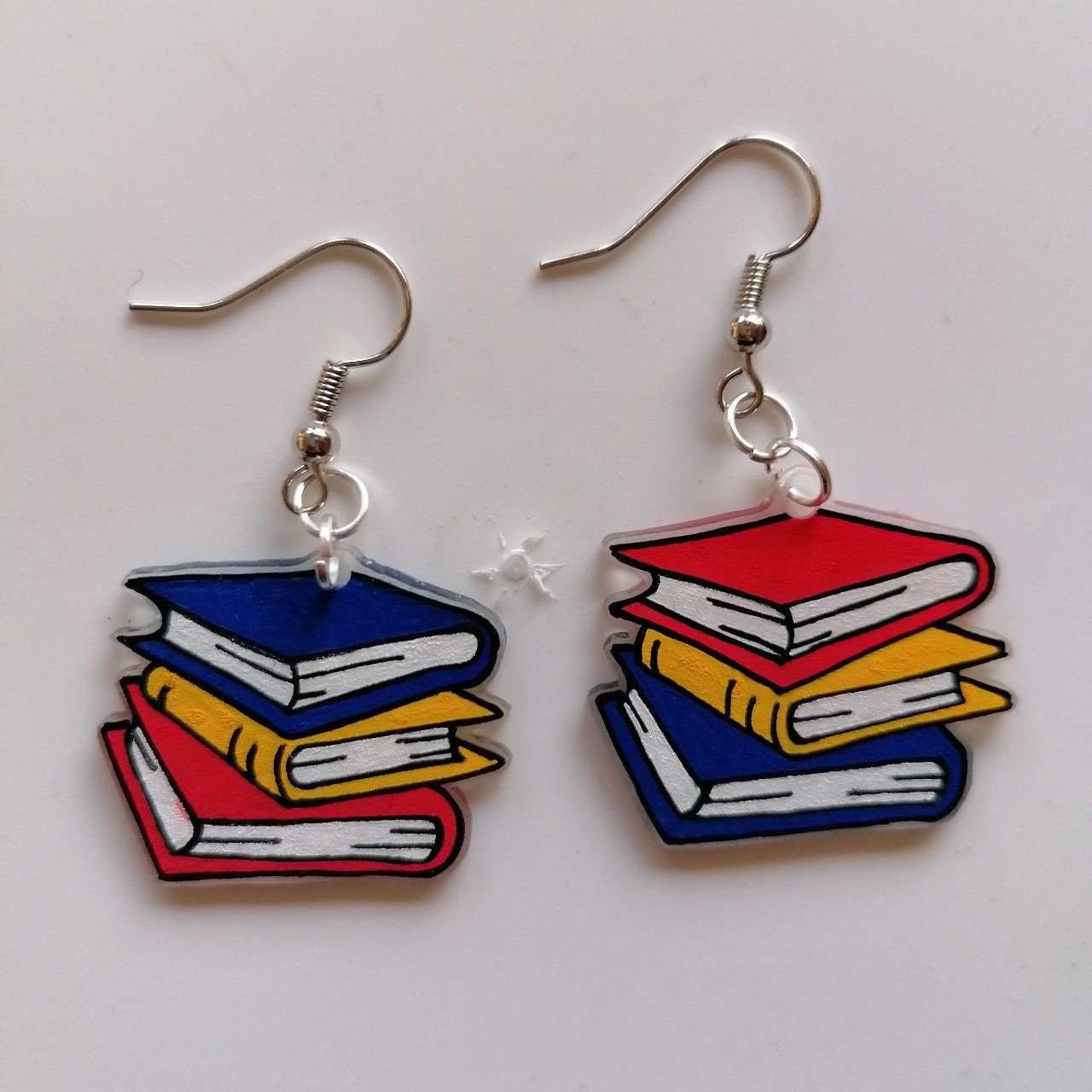 BOOK EARRINGS Dangle & Drop Earrings shrinky dink Etsy