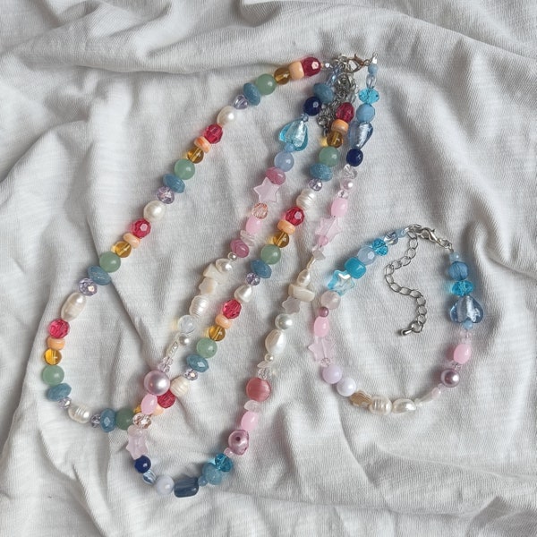 PRIDE NECKLACES / BRACELET - Real crystals & pearls - Handmade