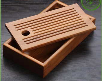 Bandeja de té de bambú hecha a mano, tipo de almacenamiento de agua, Bandeja de té de madera china, Ceremonia del té, Accesorios de té, Juegos de té, Tablas, Platillos, mejores regalos