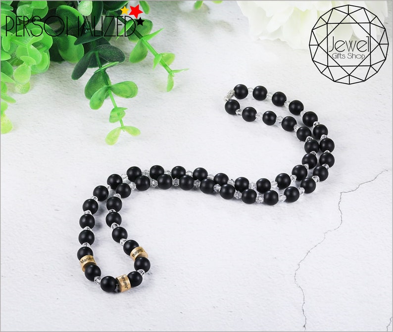 Pendant Handmade Gift Engraved Beads Chain Necklaces Personalized Name Necklaces USA Express Beads Custom Names Chain Christmas Gifts