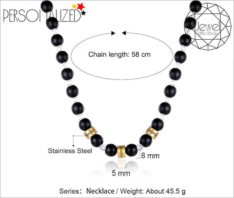 Pendant Handmade Gift Engraved Beads Chain Necklaces Personalized Name Necklaces USA Express Beads Custom Names Chain Christmas Gifts