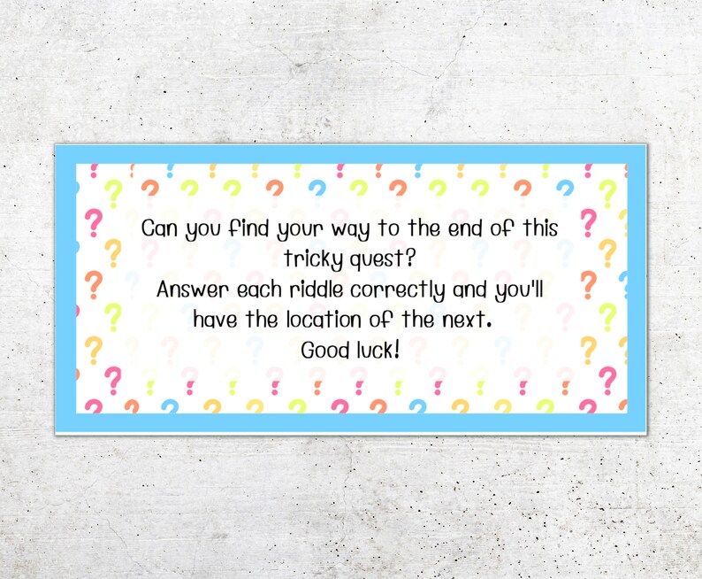 Kids Riddle Scavenger Hunt Printable for Instant Download, Kids