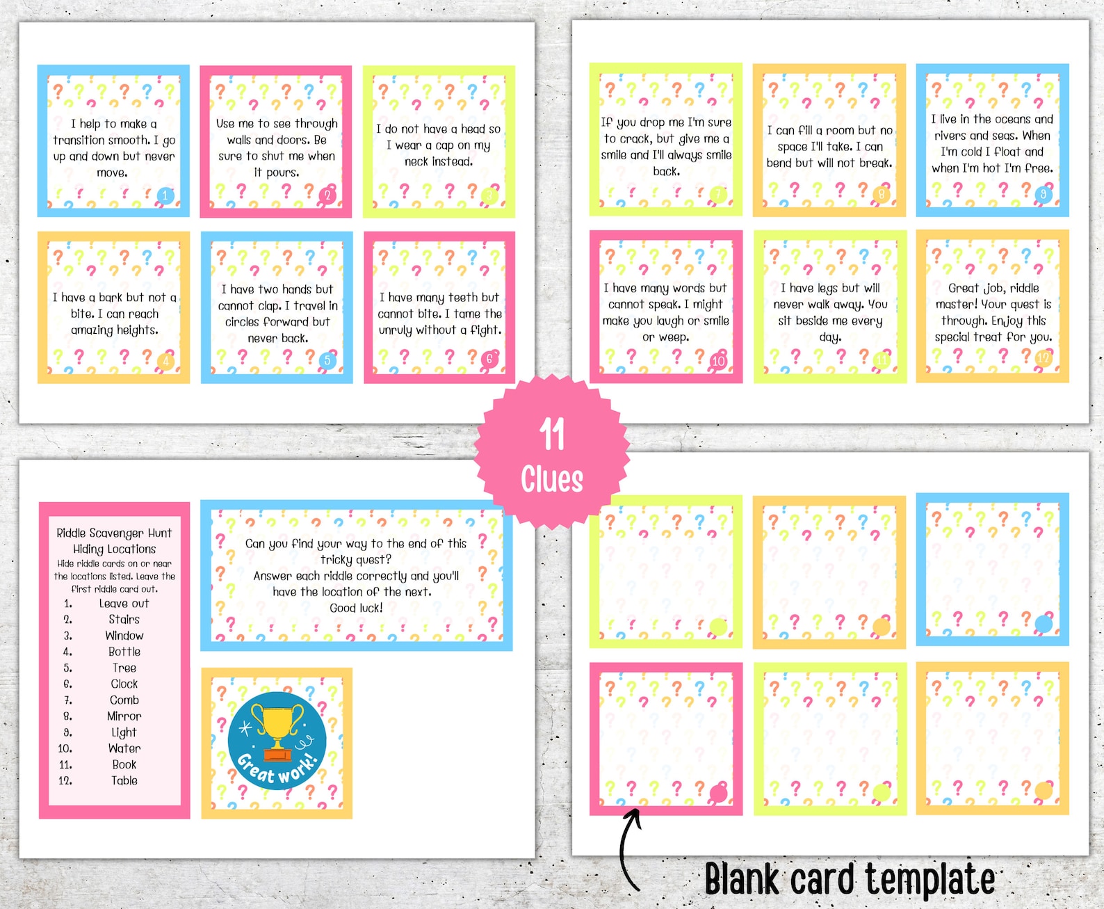 Kids Riddle Scavenger Hunt Printable for Instant Download Etsy