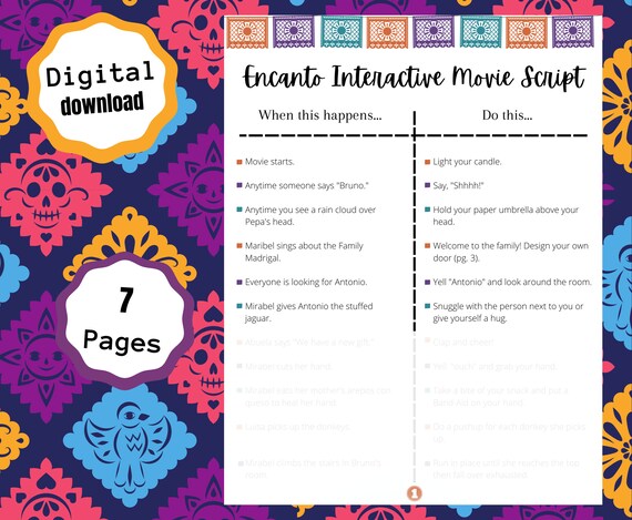 Printable Encanto Interactive Movie Script Instant Download | Etsy