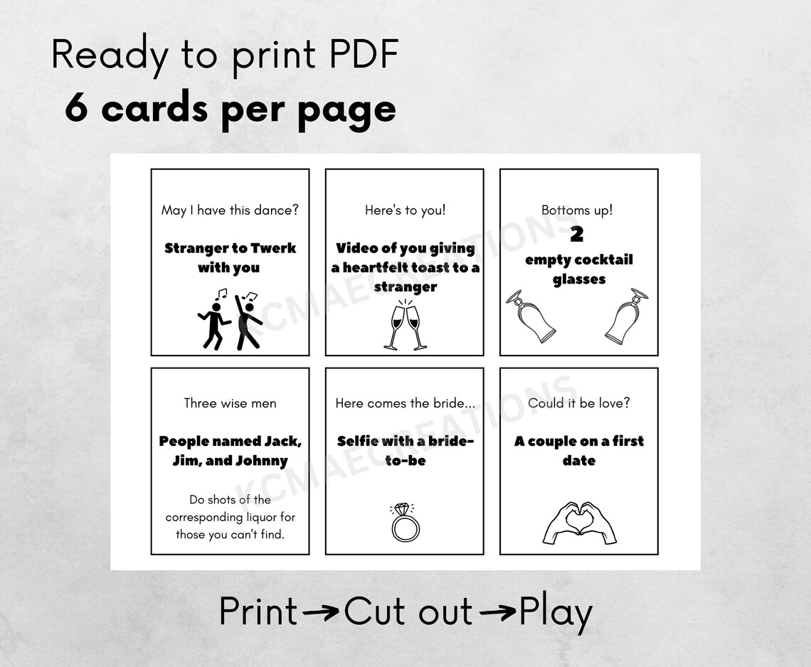 Bar Scavenger Hunt Cards Printable for Instant Download, Drinking ...