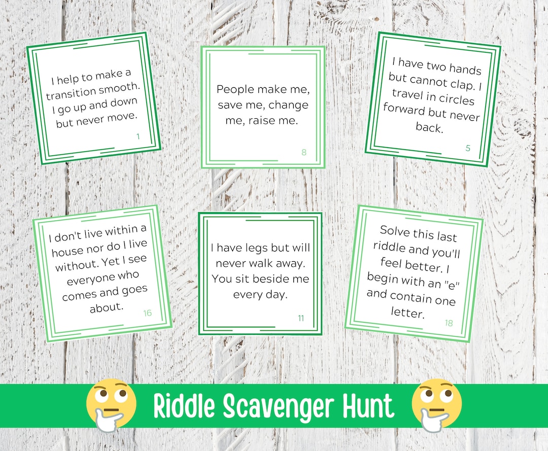 Riddle Scavenger Hunt Printable for Instant Download, Teen Treasure