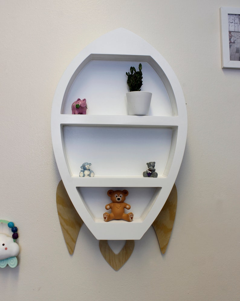 Rocket Space Ship Shaped Wooden Floating Shelves Wall Mounted Etsy UK
