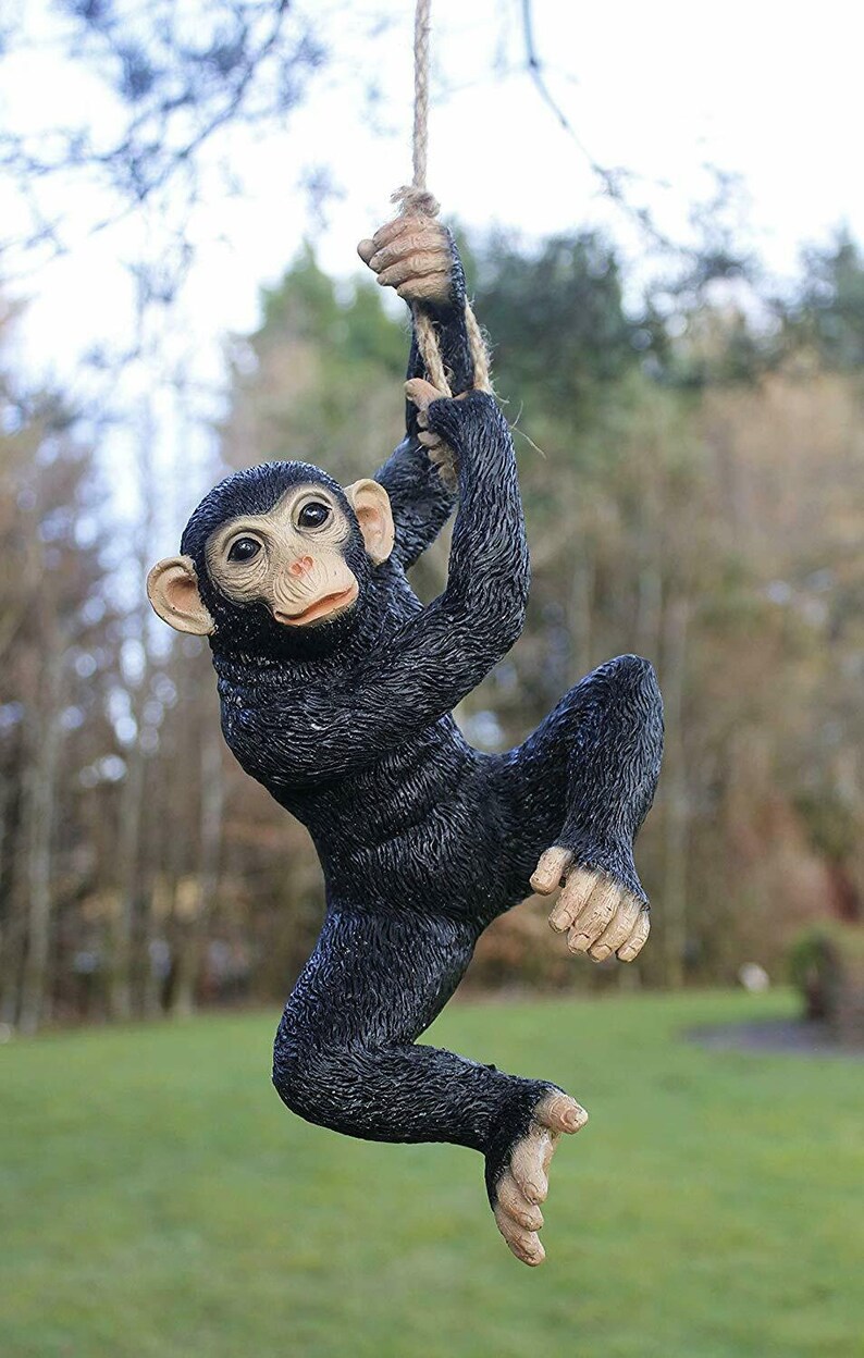Hanging Monkey Resin Tree Swinging Ornament Garden Decoration Etsy