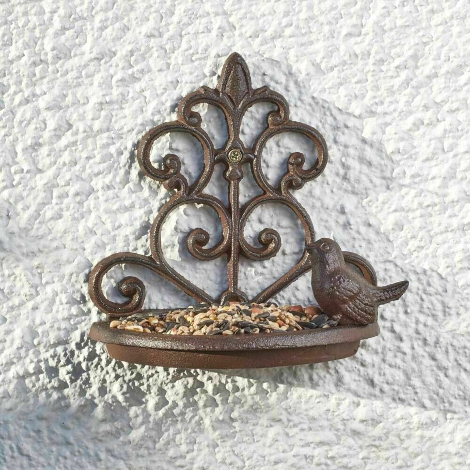 Cast Iron Wall Mounted Bird Feeder Vintage Hanging Garden Bath Etsy