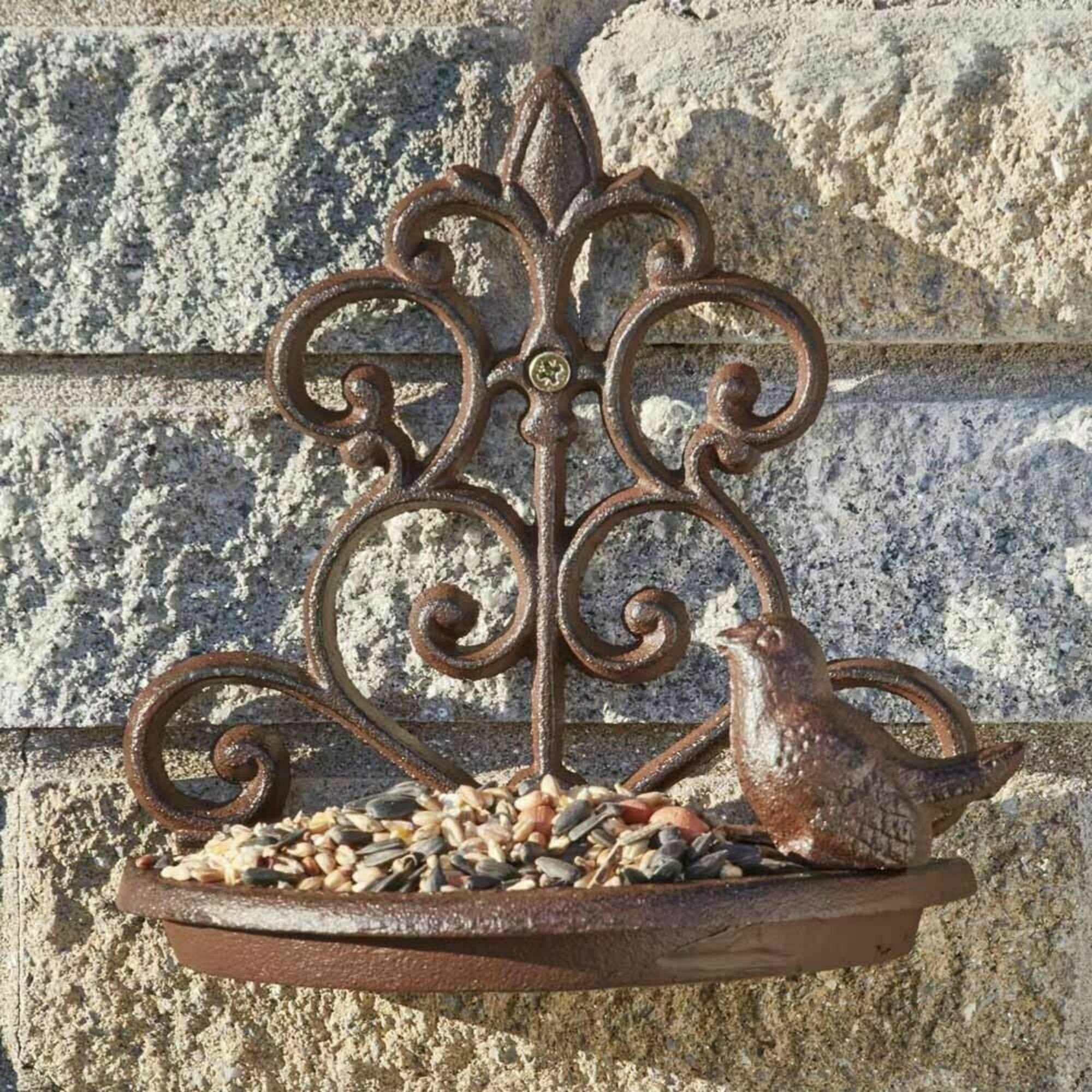 Cast Iron Wall Mounted Bird Feeder Vintage Hanging Garden Bath Etsy