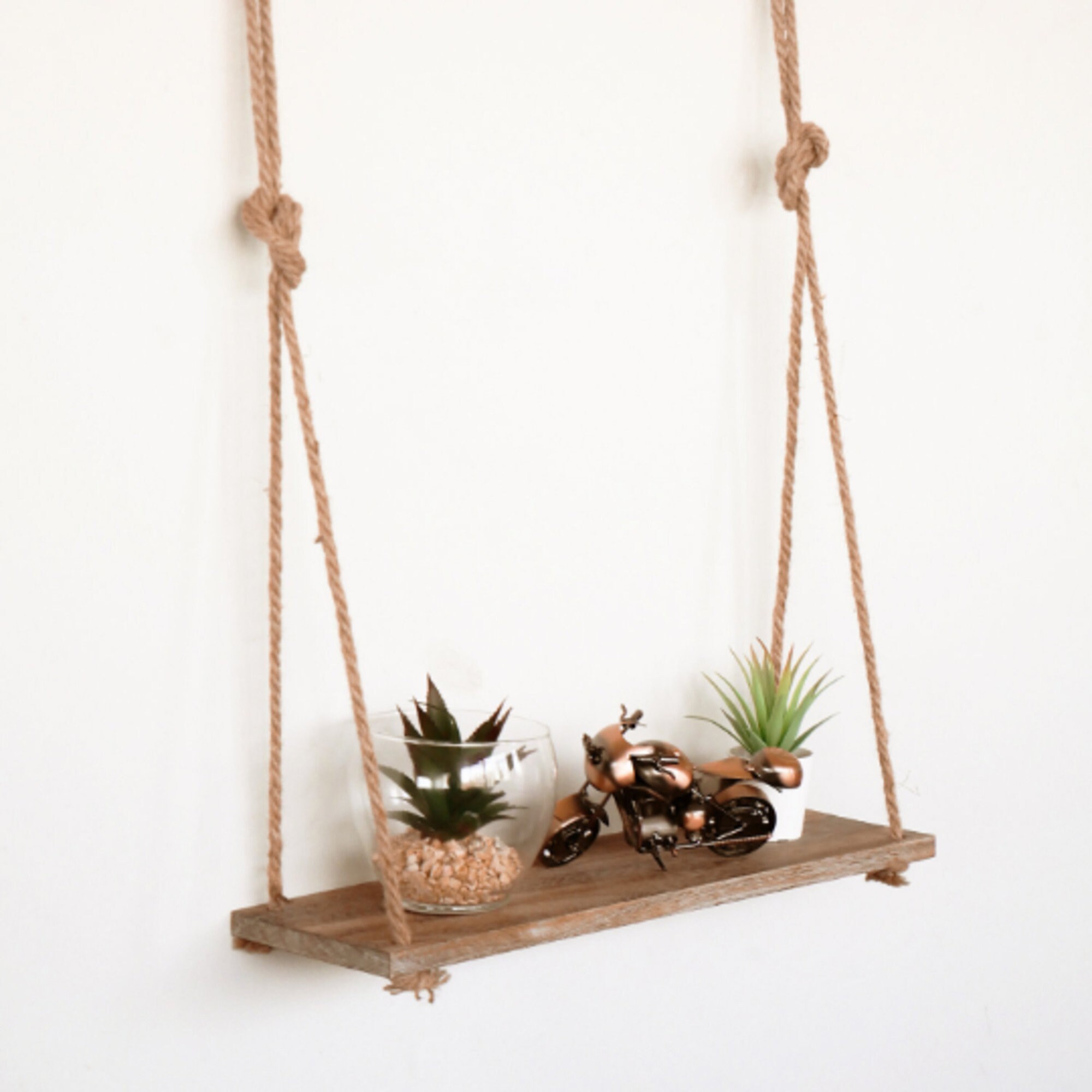 Wooden Swing Shelf Rustic Floating Organiser Storage Wall Etsy