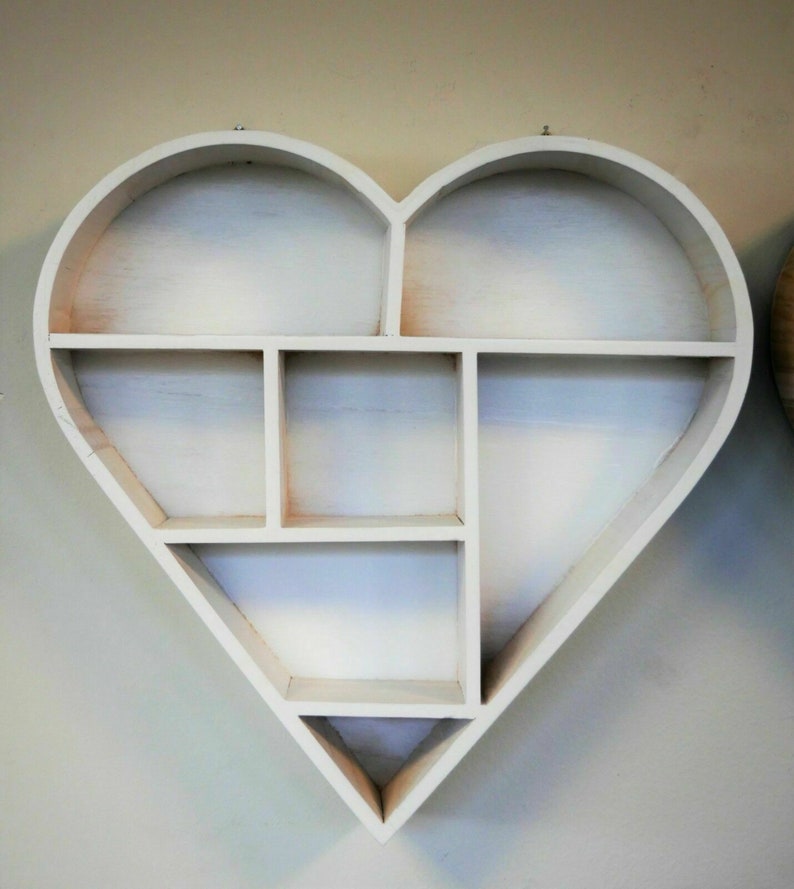 Wooden Floating Heart Wall Shelf Multi Tier Storage Shelving Etsy