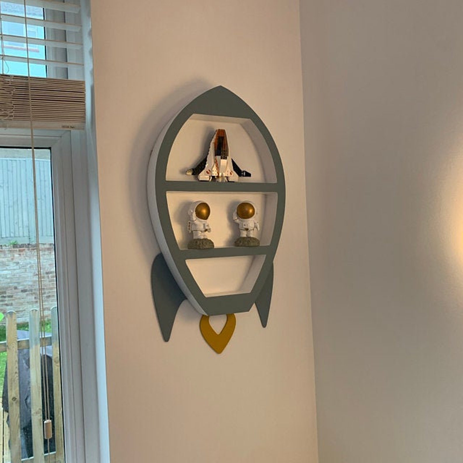 Rocket Space Ship Shaped Wooden Floating Shelves Wall Mounted Etsy