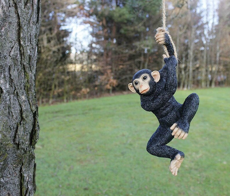 Hanging Monkey Resin Tree Swinging Ornament Garden Decoration Etsy