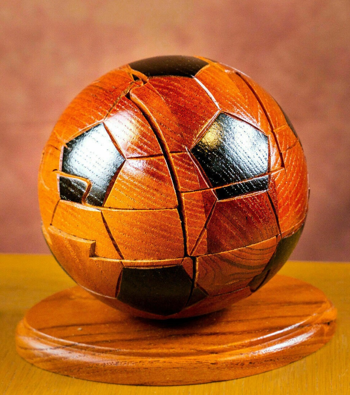 3D Wooden Football Jigsaw Puzzles Ball Handcrafted Educational Etsy