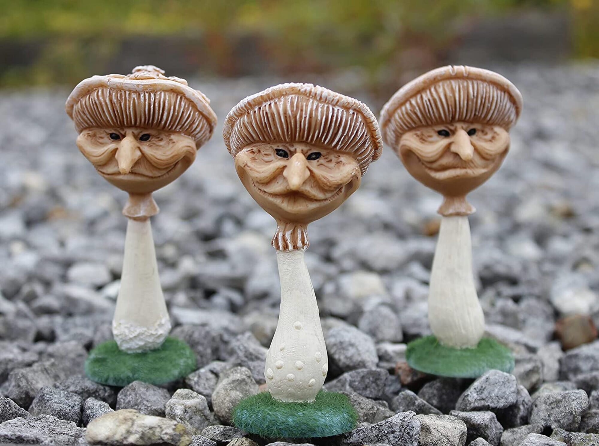 Set of 3 Miniature Garden Mushroom Ornaments Resin Outdoor Etsy