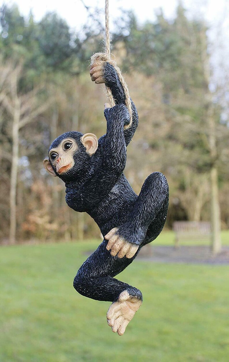 Hanging Monkey Resin Tree Swinging Ornament Garden Decoration Etsy
