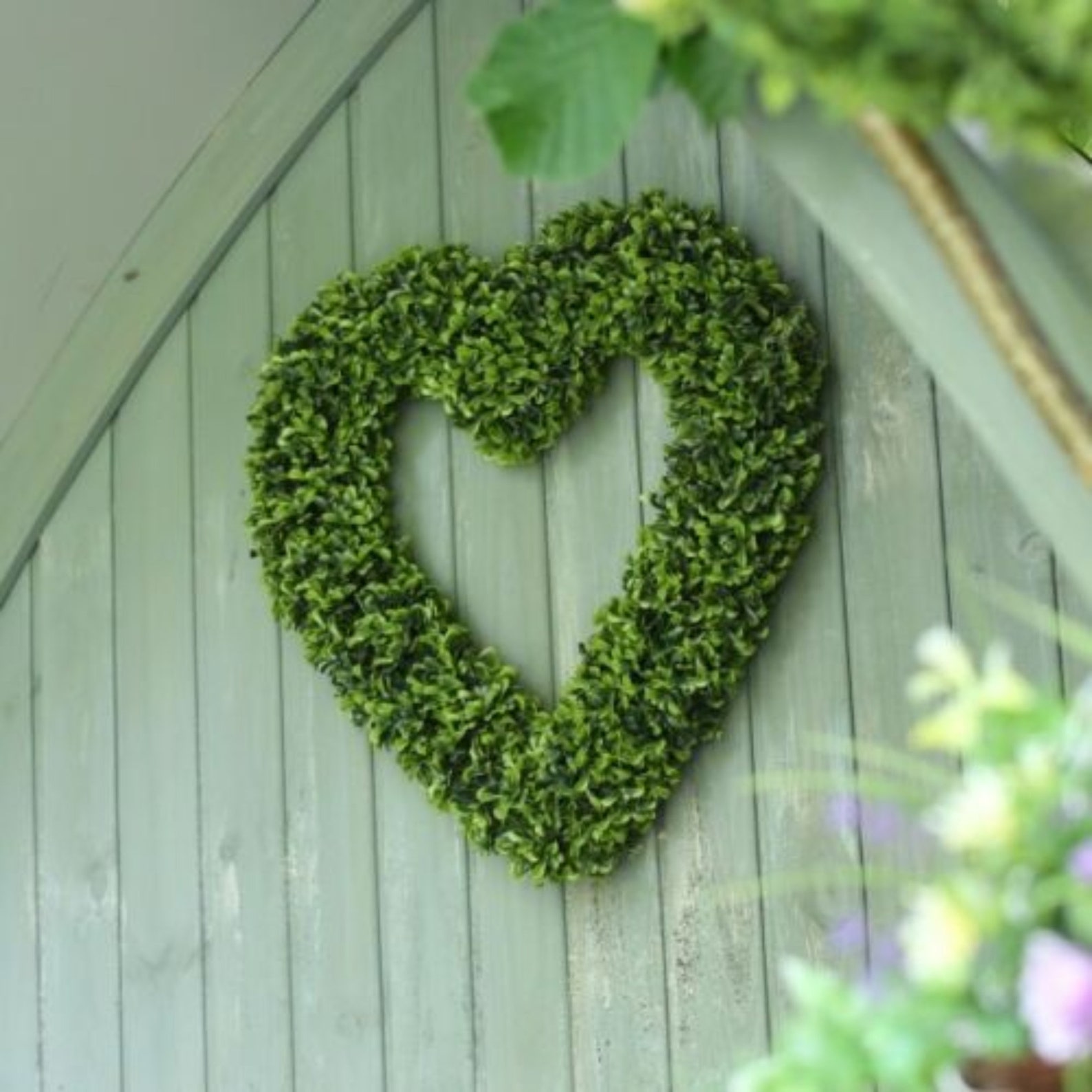 Artificial Topiary Heart Hanging Door Wreath Garden Decor Faux Etsy