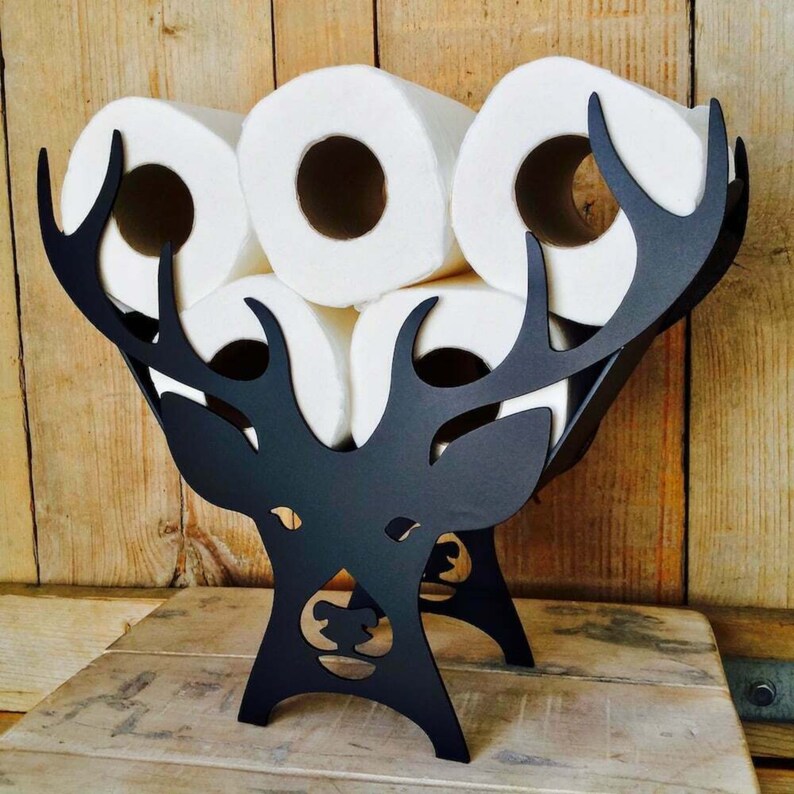 Toilet Roll Holder Novelty Metal Black Stag Antlers Multiple Etsy