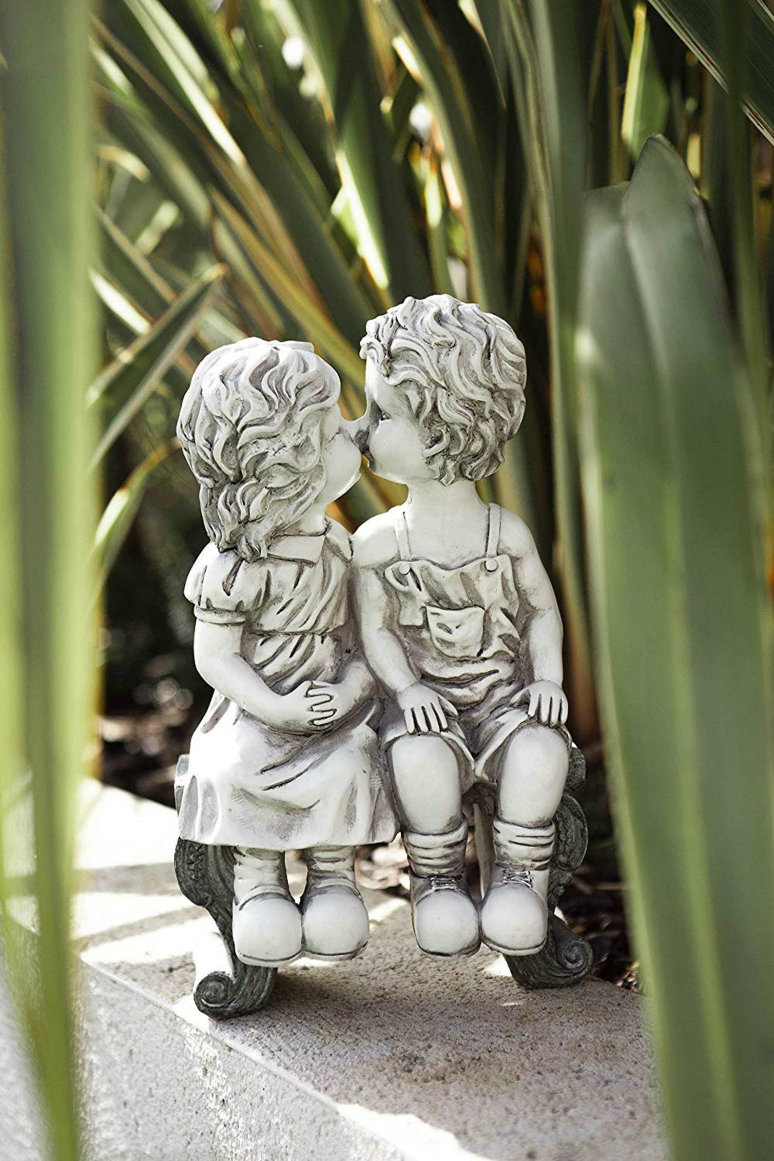 Garden Ornament Stone Effect Kissing Couple Statue Sitting On Etsy
