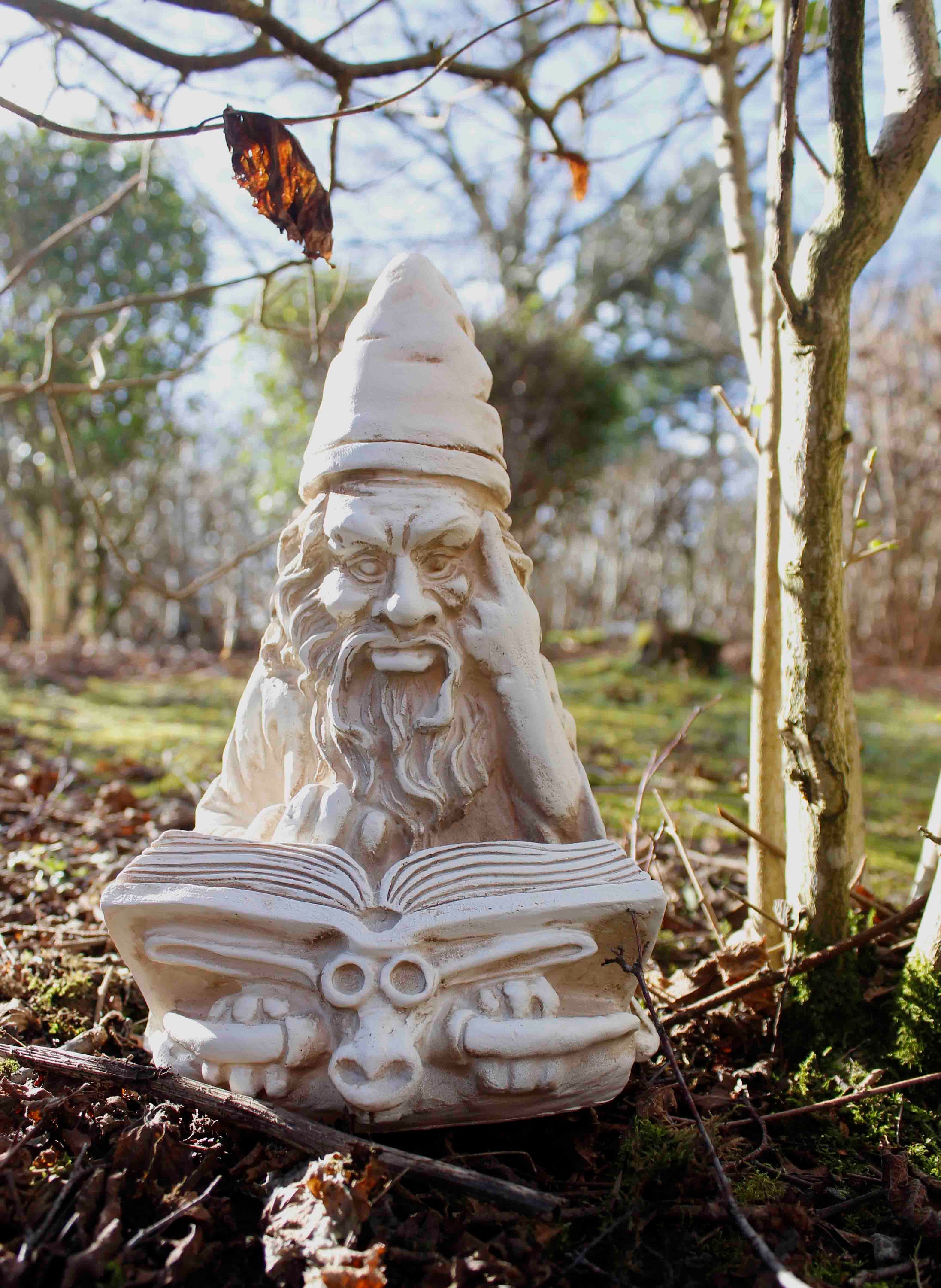 Garden Ornament White Stone Effect Resin Reading Wizard Etsy