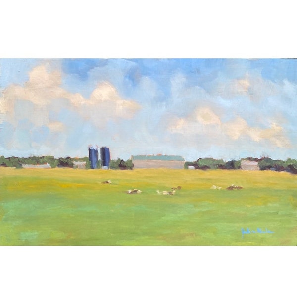 Martha’s Vineyard original oil painting- Edgartown Cows to Pasture 8x12”
