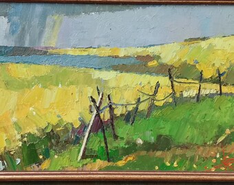 Pintura a óleo original, arte moderna, pintura de paisagem, arte de parede pequena, arte emoldurada, decoração de sala de estar, arte ucraniana, arte impressionista