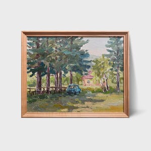 Oil painting Summer painting Ukrainian painter wall home decor original painting Ukrainian decor Framed Summer landscape painting Textured