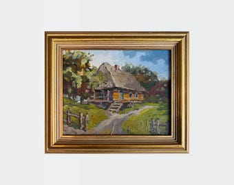 Pintura a óleo original, arte moderna, pintura de paisagem, pequena arte de parede, arte em tela, decoração de sala de estar, arte ucraniana, arte impressionista