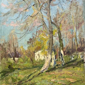 Oil painting Lonely house artwork collectibles nature painting original artwork signed artwork