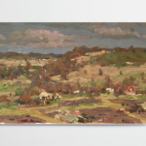 Pintura al óleo ucraniana, Patria, Pintor ucraniano, Campo ucraniano, Imagen original sobre cartón, Decoración ucraniana, Texturizada