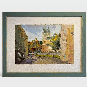 Original oil painting modern art, Landscape painting, small wall art, Framed painting, living room decor, Ukrainian art, Impressionist art